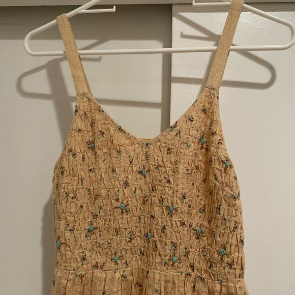 FREE PEOPLE YELLOW PINK PEACH MINI FLORAL PRINT PATTERN SMOCK DRESS SIZE 2 - Picture 3 of 7